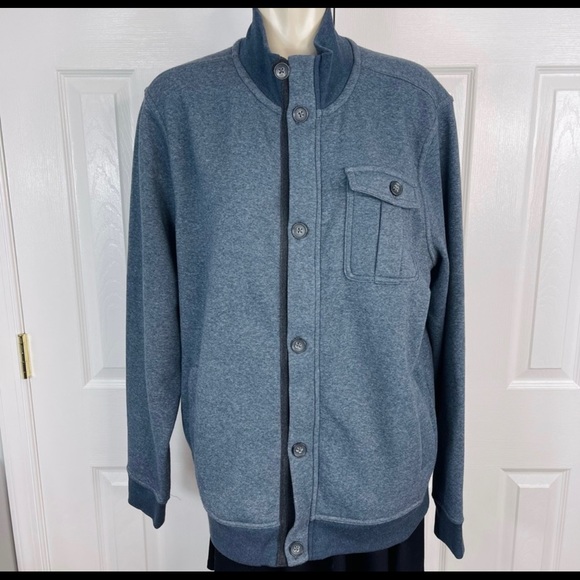 🌟Sold BANANA REPUBLIC long sleeve sweater Men’s shirt jacket sweater Blue zipXL - Picture 8 of 9